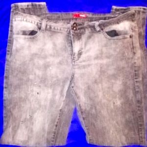 Bongo jeans size 15 black acid washed with some gemstones attached to front